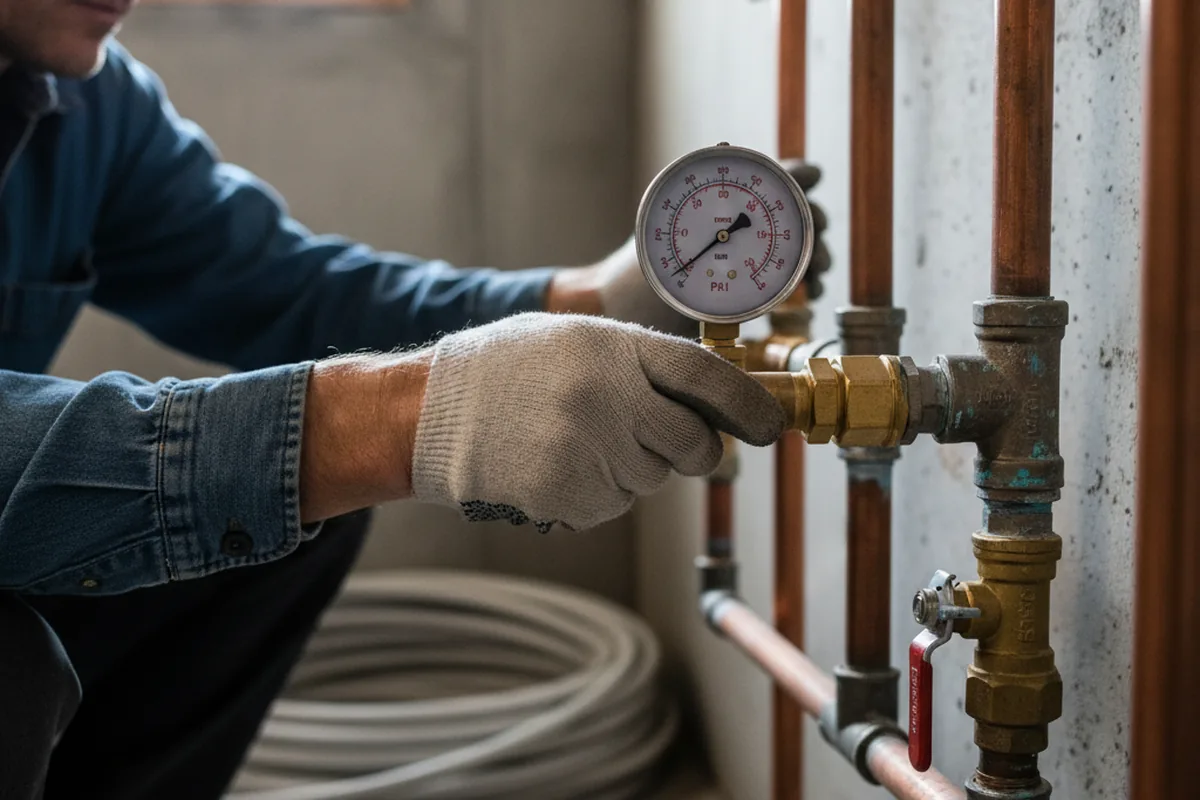 Pressure testing a repaired line during Water Line Repair in Cropseyville